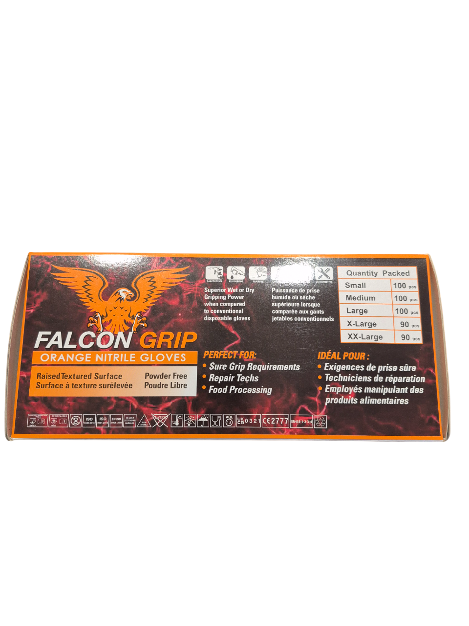 Guantes Nitrilo Texturizado Orange Talla L Caja 100 Unidades