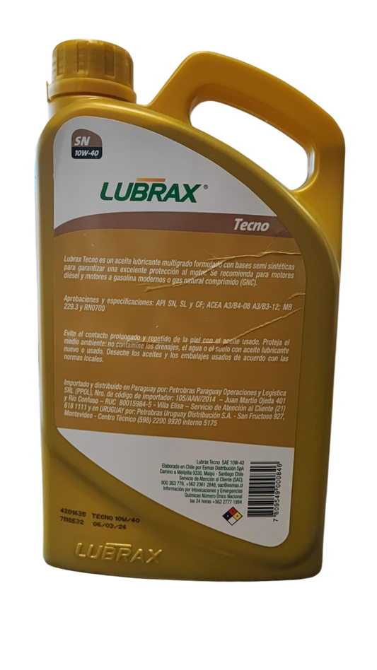 ACEITE 10W40 TECNOLOGIA SINTETICA 4 LT