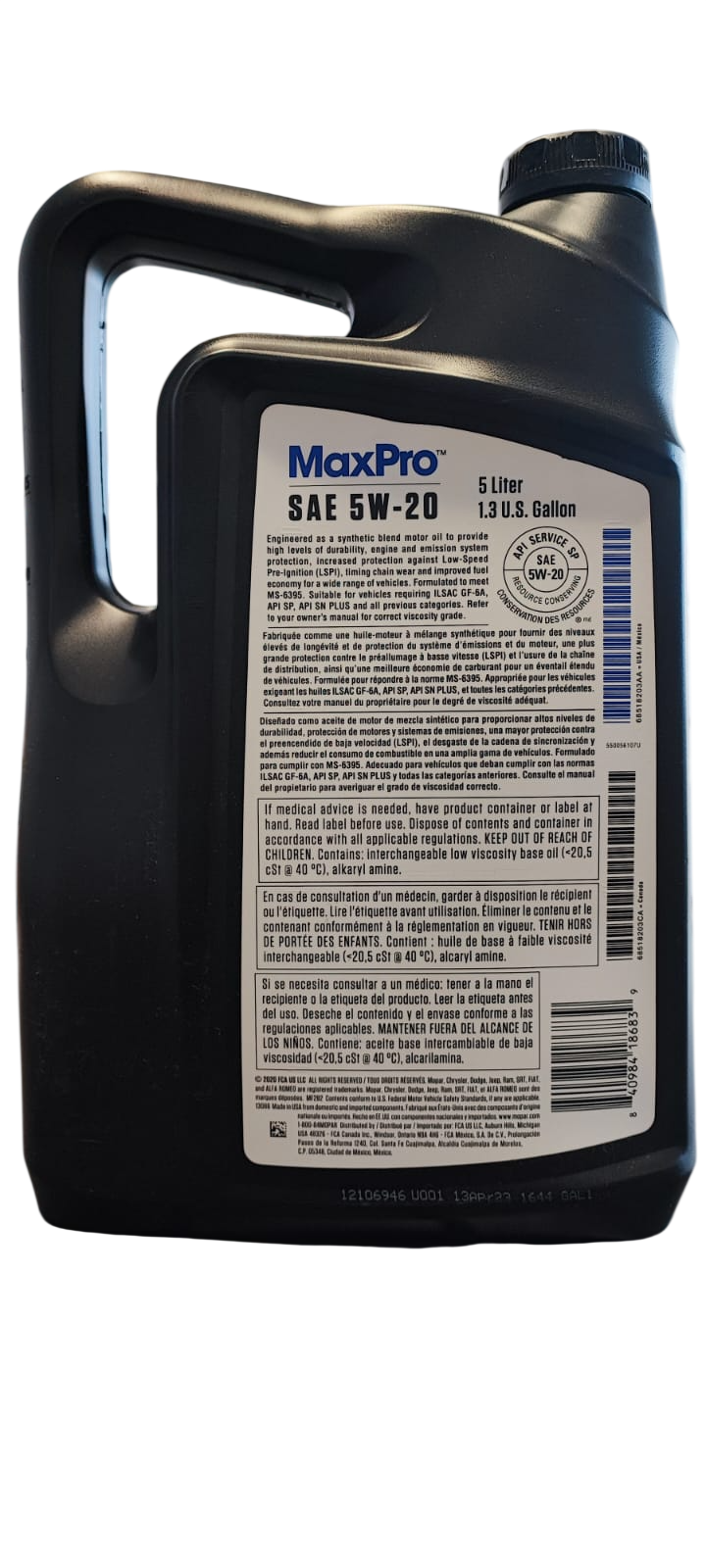 Aceite motor Mopar Maxpro SAE 5W-20 5lts