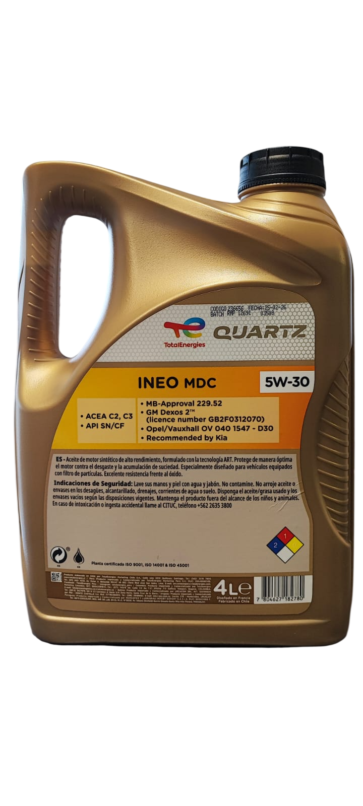 5W30 TOTAL QUARTZ INEO MDC 4 LITROS