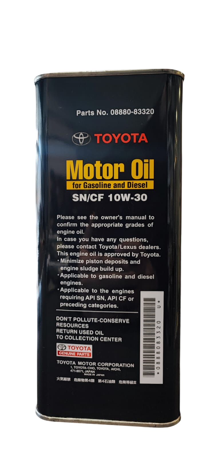 4Lts ACEITE MOTOR 10W30 SN/CF TOYOTA ORIGINAL