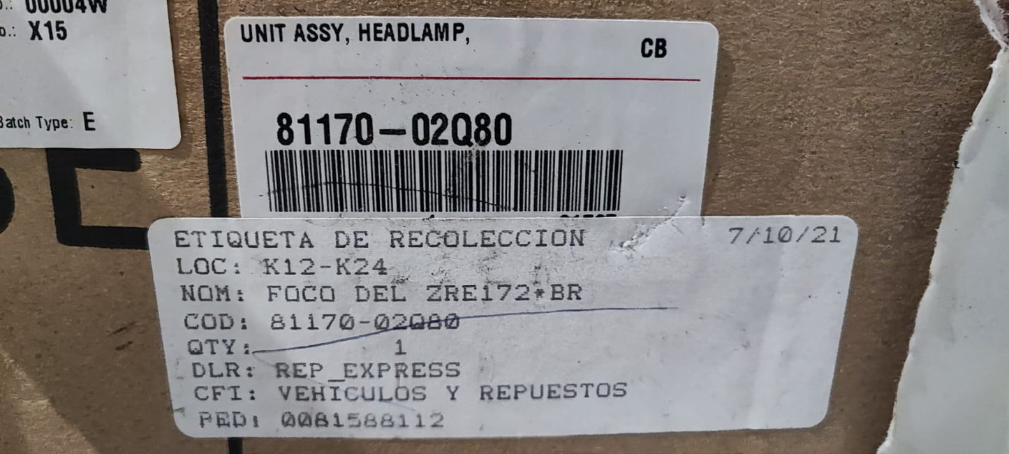 FOCO DELANTERO IZQUIERDO TOYOTA COROLLA 2017-2019 CON DETALLE