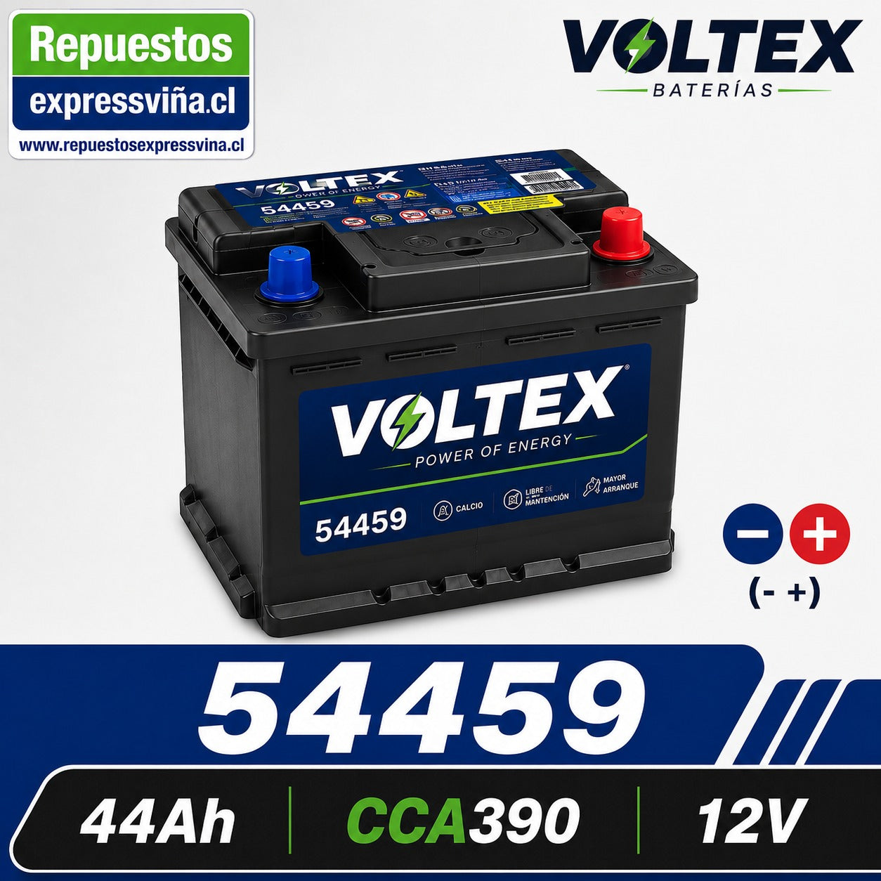 BATERIA VOLTEX 44 AH 390 CCA 12V POSITIVO DERECHA