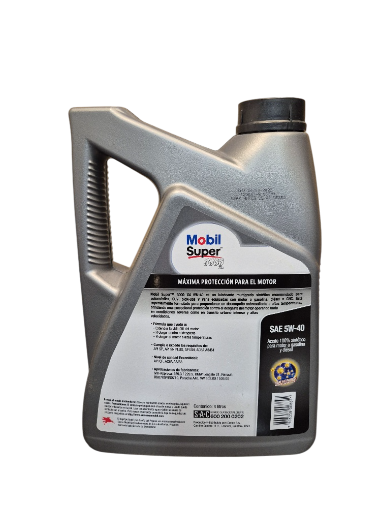 Aceite motor Mobil super 2000 10w-40 gasolina diesel 4lts