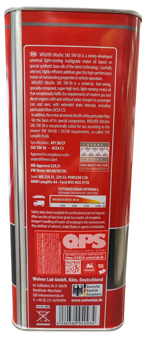 ACEITE 5W30 WOLVER 4 LITROS