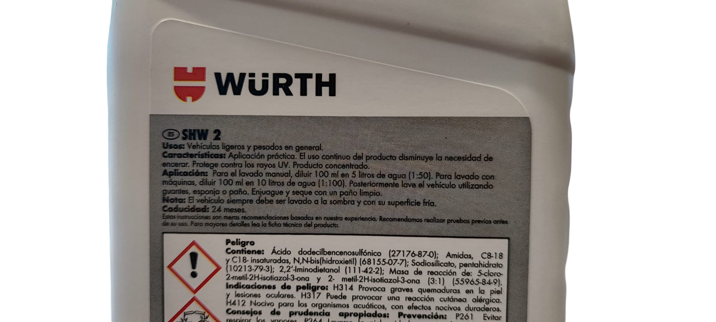 SHAMPOO CON CERA WURTH SHW 1 LITRO CONCENTRADO