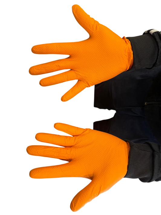 Guantes Nitrilo Texturizado Orange Talla L Caja 100 Unidades