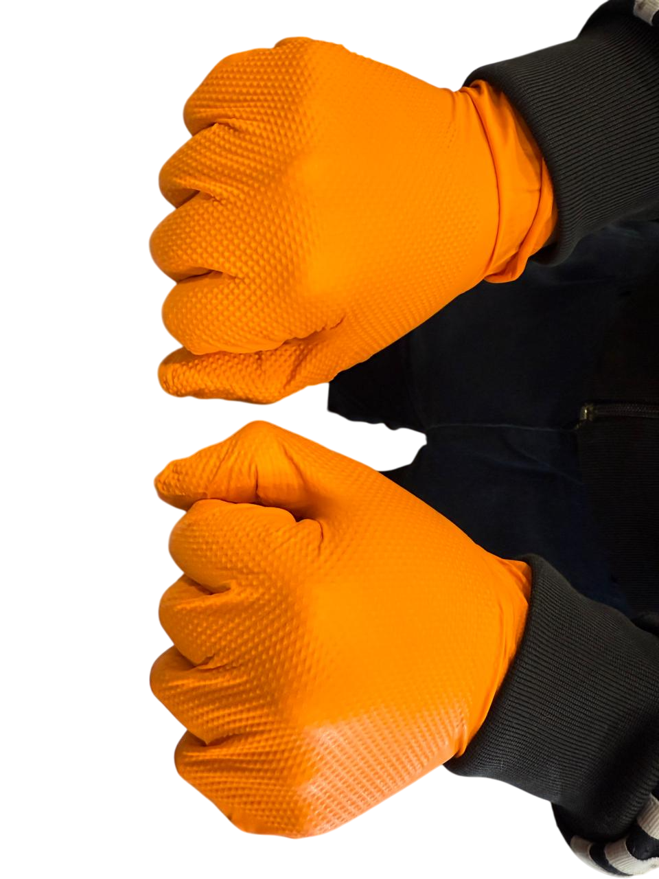 Guantes Nitrilo Texturizado Orange Talla L Caja 100 Unidades