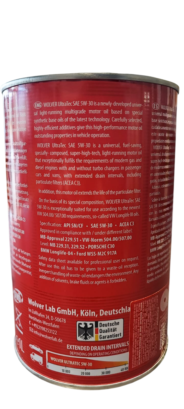 ACEITE WOLVER 5W30 1 LITRO