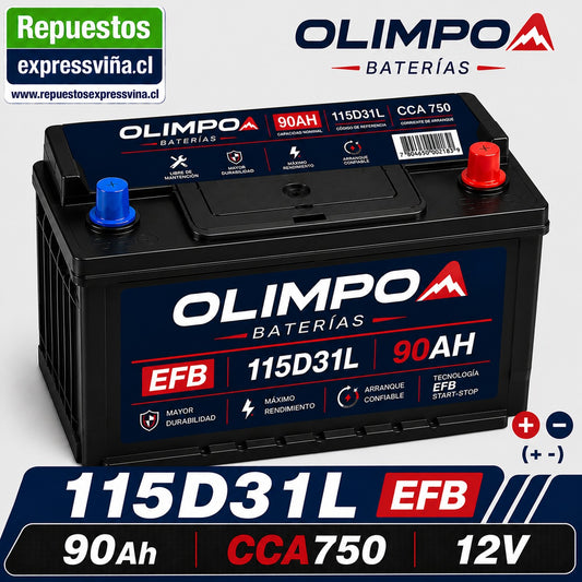 BATERIA OLIMPO 90 AH 750 CCA 12V POSITIVO DERECHA