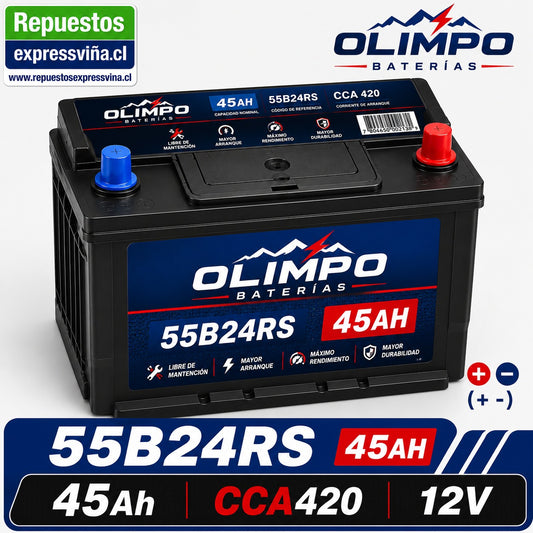 BATERIA OLIMPO 45 AH 420 CCA 12V POSITIVO IZQUIERDA