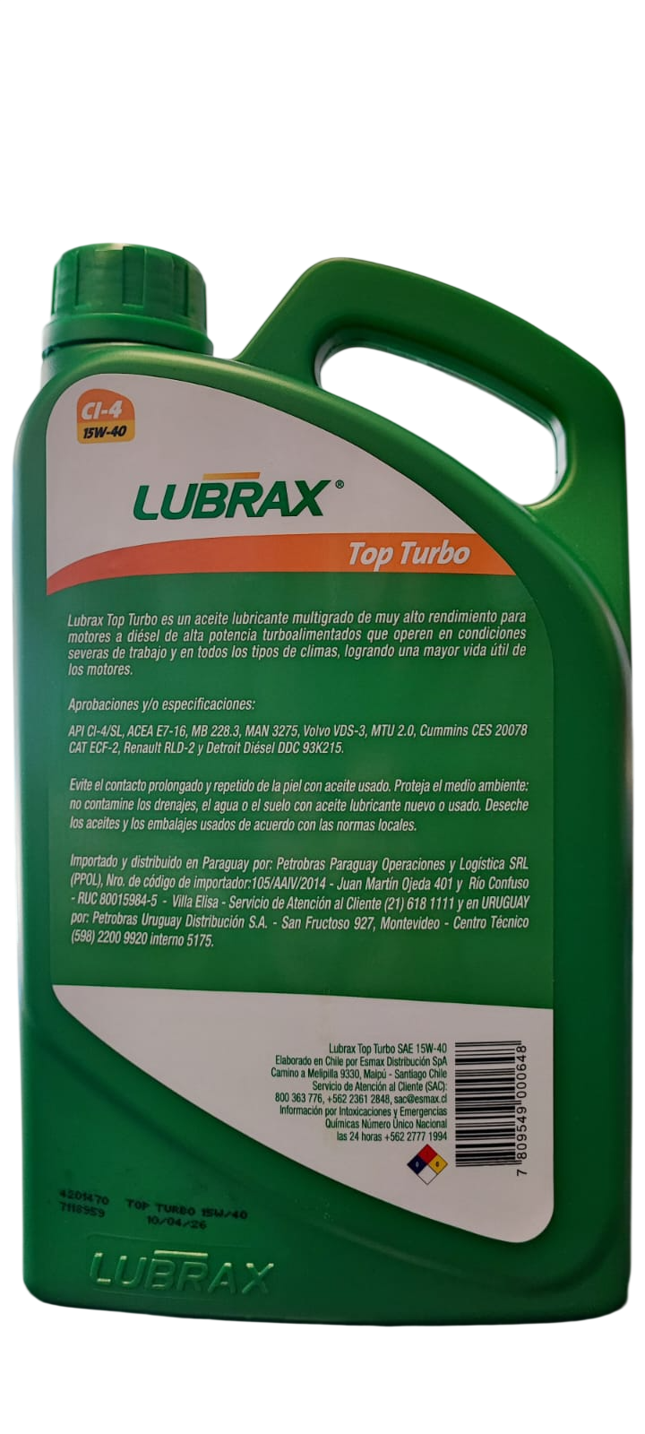 LUBRAX 15W40 TOP TURBO 4 LT